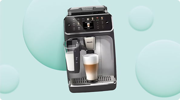 A coffee machine making a latte