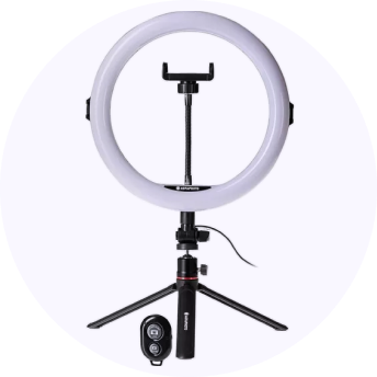 Ring light with a mini-tripod