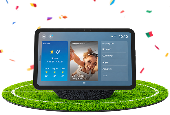 Illustration showing the Amazon Echo in use