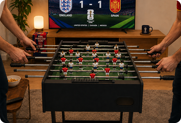 Image showing people playing the EKO Folding Football Table 